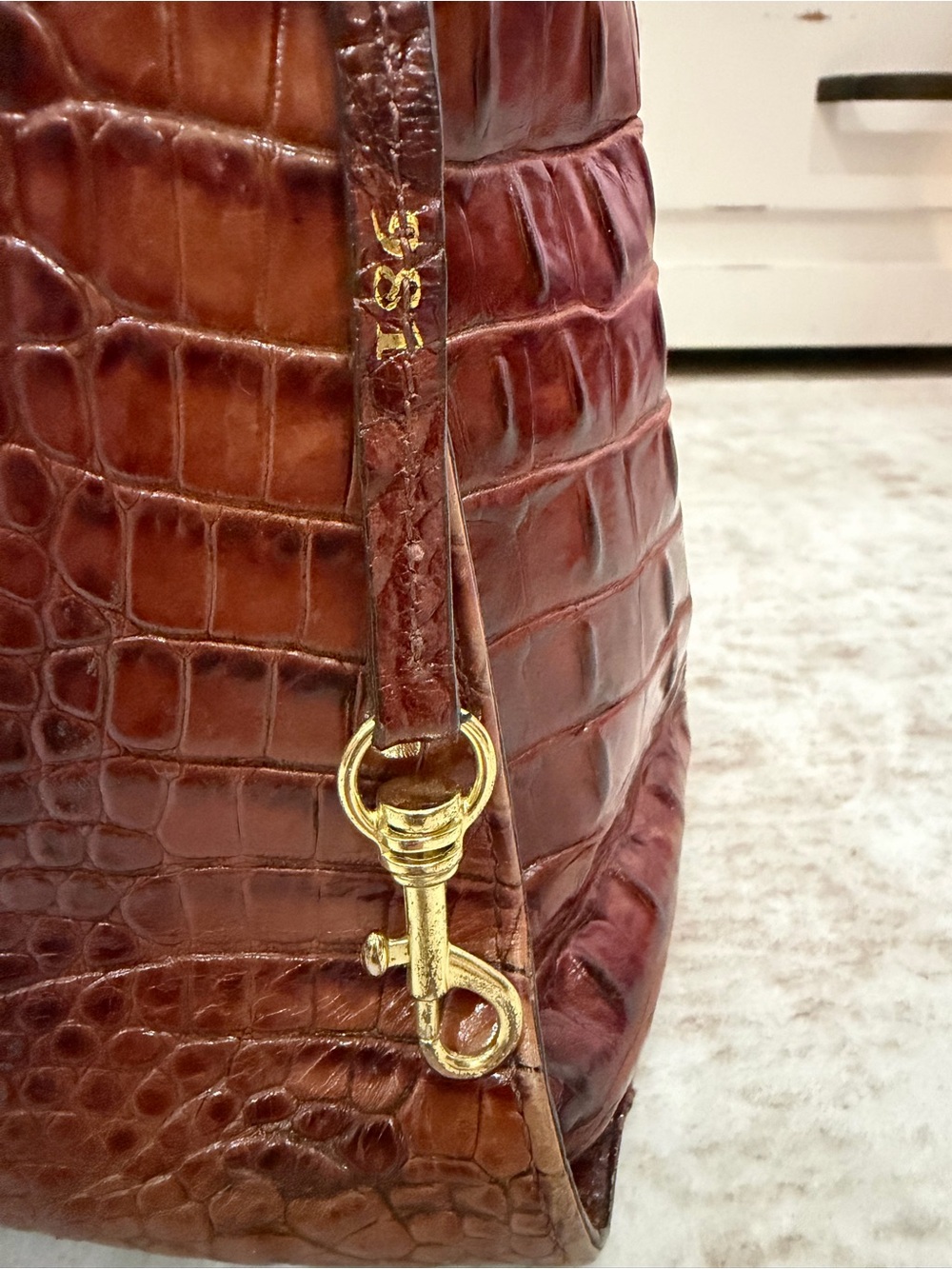 Brahmin Brinley Satchel Pecan Melbourne Leather Top Handle Flap Bag Vintage - Picture 5 of 11